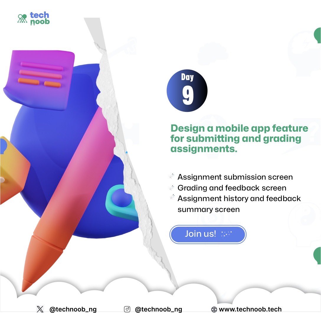 technoob_ng's tweet photo. Day 9! 🤩

Prompt - Design a mobile app feature for submitting and grading assignments. 

Designers in the house, y’all have the floor! 🤭💚

#15DaysUIChallenge https://t.co/zbhY5fTie5