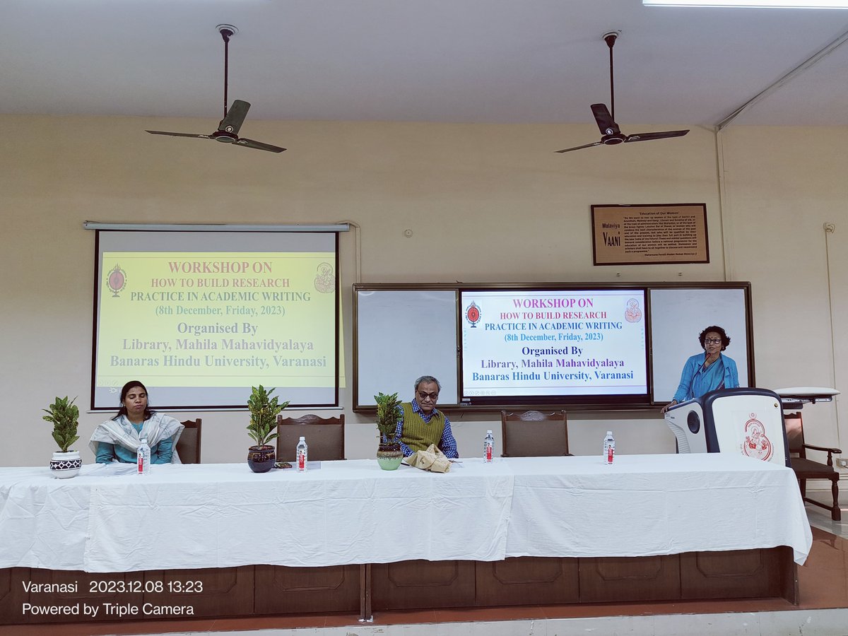Workshop on Research Academic Writing at @bhu_mmv. 

Prof. Bhaskar Mukherjee, Department of Library and Information Science, shared with participants insights on best practices and strategies on building a research in academic writing. 
@VCofficeBHU 
#ResearchWriting