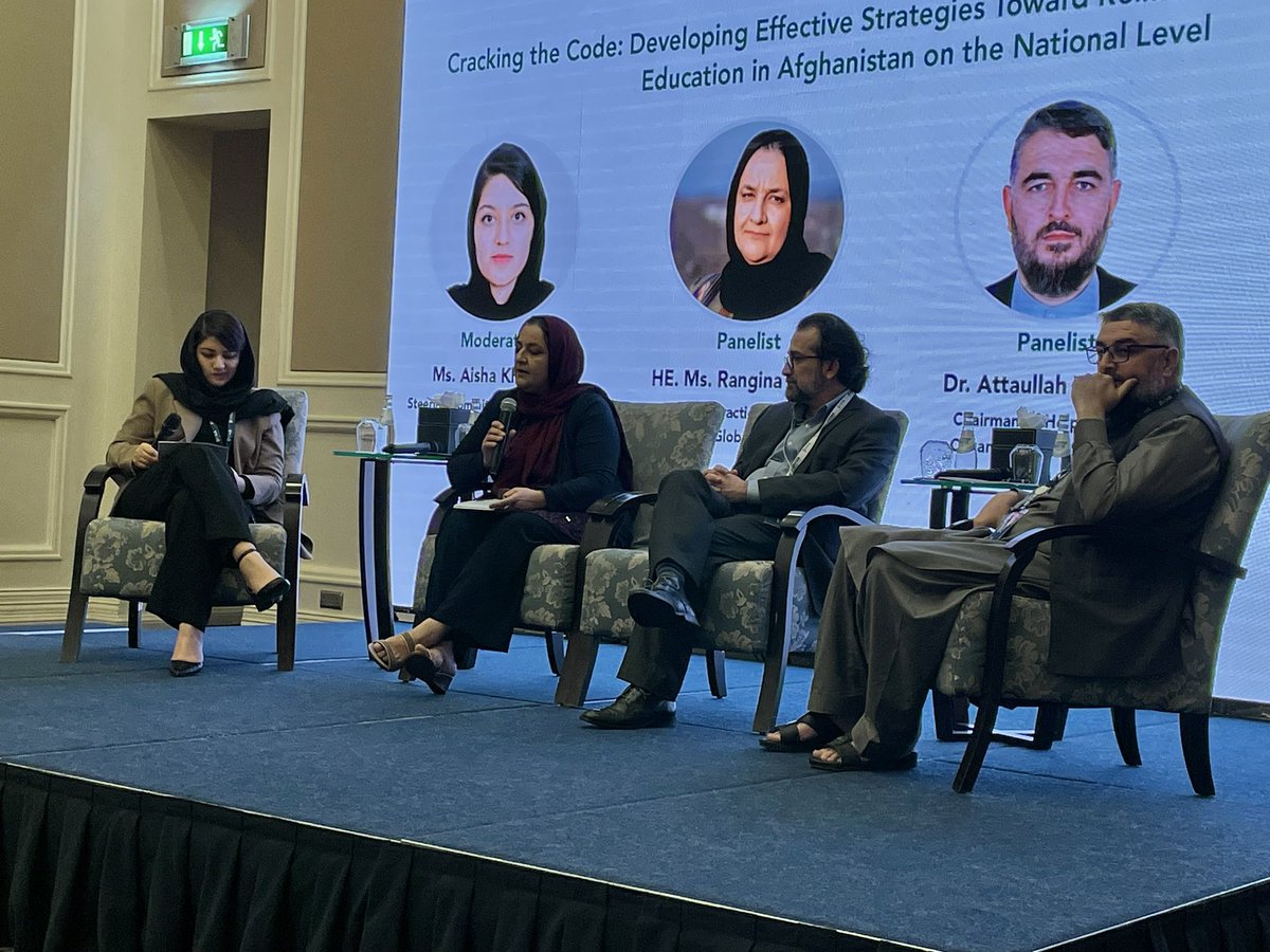 Cracking the Code: Developing Effective Strategies Towards Reinstituting Formal Education in Afghanistan. I’m always so overjoyed to see our young & brilliant Afghan youth leading & moderating such important forums. @AishaKHM you were brilliant! #Education4Her_Progress4All