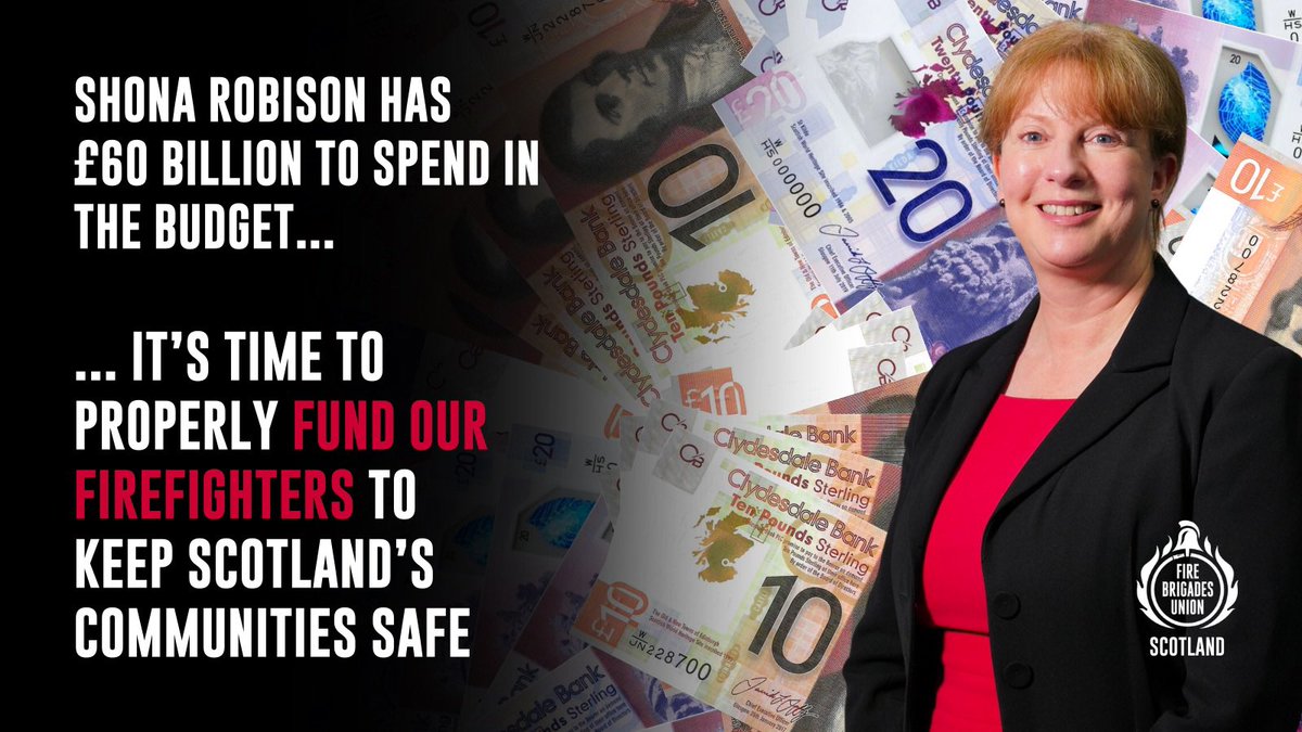FBUScotland's tweet photo. 🔥More than a decade of real terms budget cuts MUST end to enable firefighters to be safe at work &amp; continue to keep communities safe @ShonaRobison without proper investment lives will be put at risk🔥it’s time to properly fund our fire service in Scotland🔥🚒@fbunational https://t.co/lbQYHktvvR