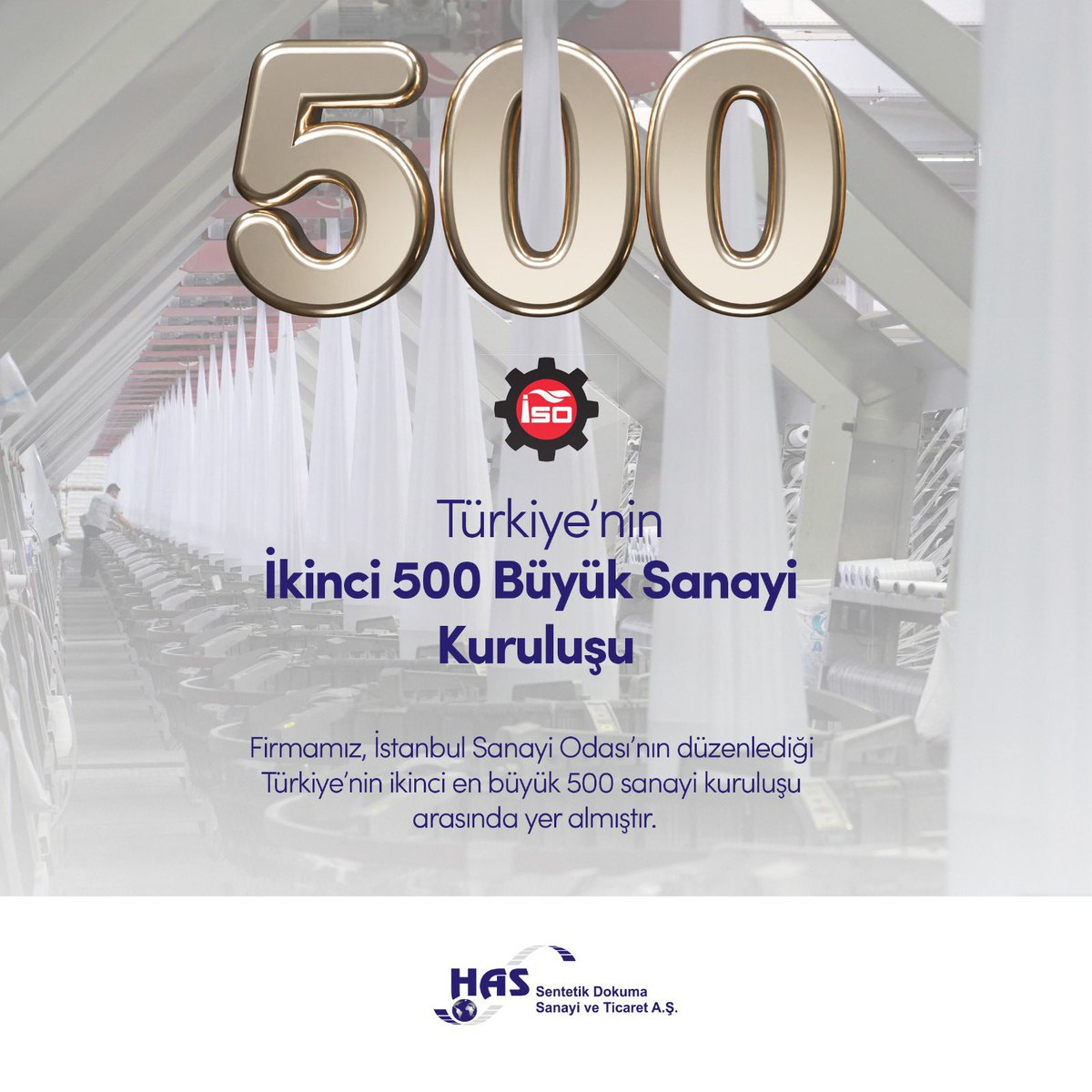 hascuval's tweet photo. Üretim, yatırım, istihdam ve ihracatla büyüyor, Türkiye’nin ikinci 500 büyük sanayi kuruluşu arasında yer almanın gururunu yaşıyoruz. Bu başarıda emeği geçen tüm çalışma arkadaşlarımıza ve siz değerli müşterilerimize teşekkür ediyoruz.
#hassentetik #hasip #sentetik #hasçuval https://t.co/K18w3saAfe
