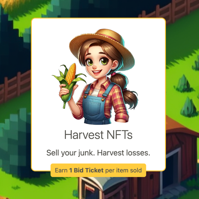 HarvestNFTs's tweet photo. Rugged? Don't be left holding that bag on January 1st. Sell us the junk in 2 minutes and lock-in those NFT losses.
