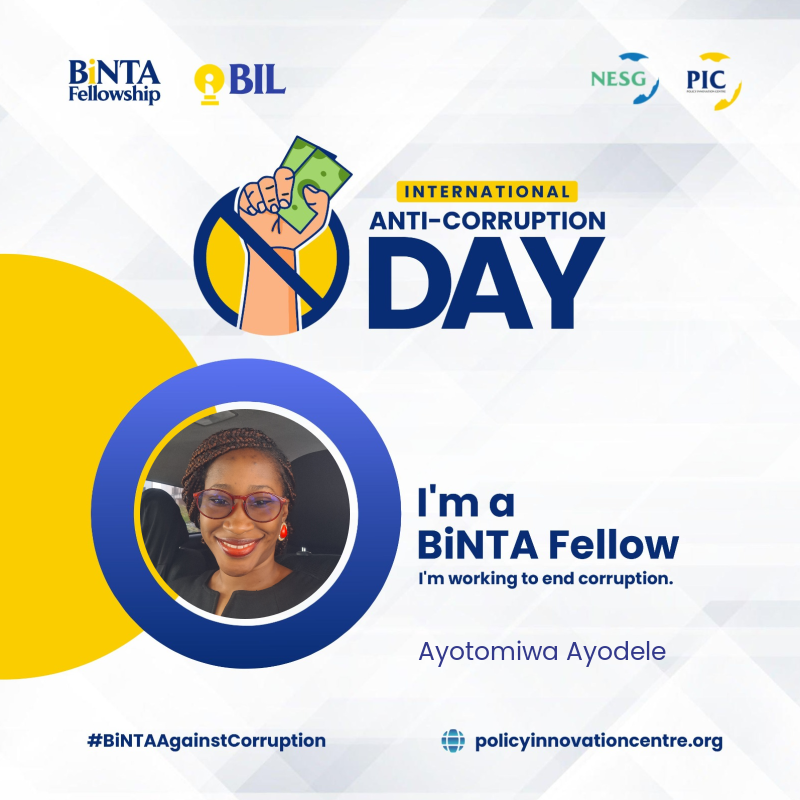 Tbeauty01's tweet photo. In commemoration of the 2023  International Day on Anti-Corruption, as a BINTA fellow I join other individuals and stakeholders across the world in the campaign against corruption.
@officialNESG 
@TheSPPG 
#BiNTAAgainstCorruption
#corruption #corruptionfreeworld https://t.co/mh56p14EfM