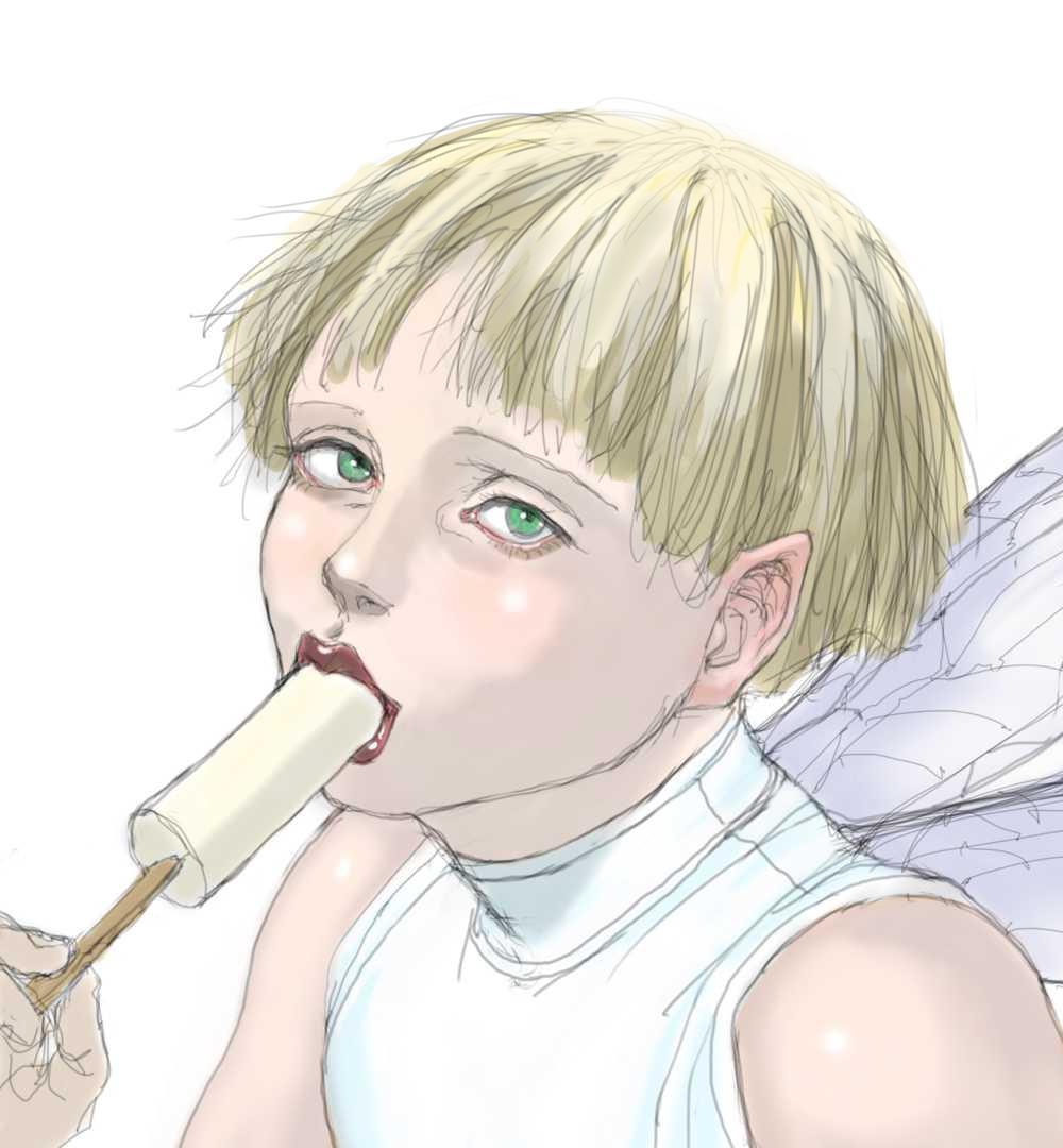 「Elf eating ice cream bar for the first t」|米田仁士 Hitoshi Yonedaのイラスト