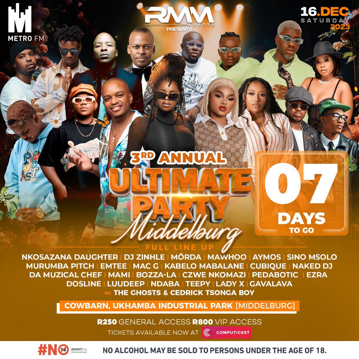mahlaku_m's tweet photo. Excitement building for the 3th Annual Ultimate Party on the 16th of December 2023 in Middelburg! I hope you’re ready for an unforgettable lineup featuring Naked DJ, Luu Deep &amp; more!
🎫 Tickets available @Computicket 
https://t.co/RWYEfOAE82
@METROFMSA 
#3rdAnnualUltimateParty https://t.co/2AfOMqnjO6