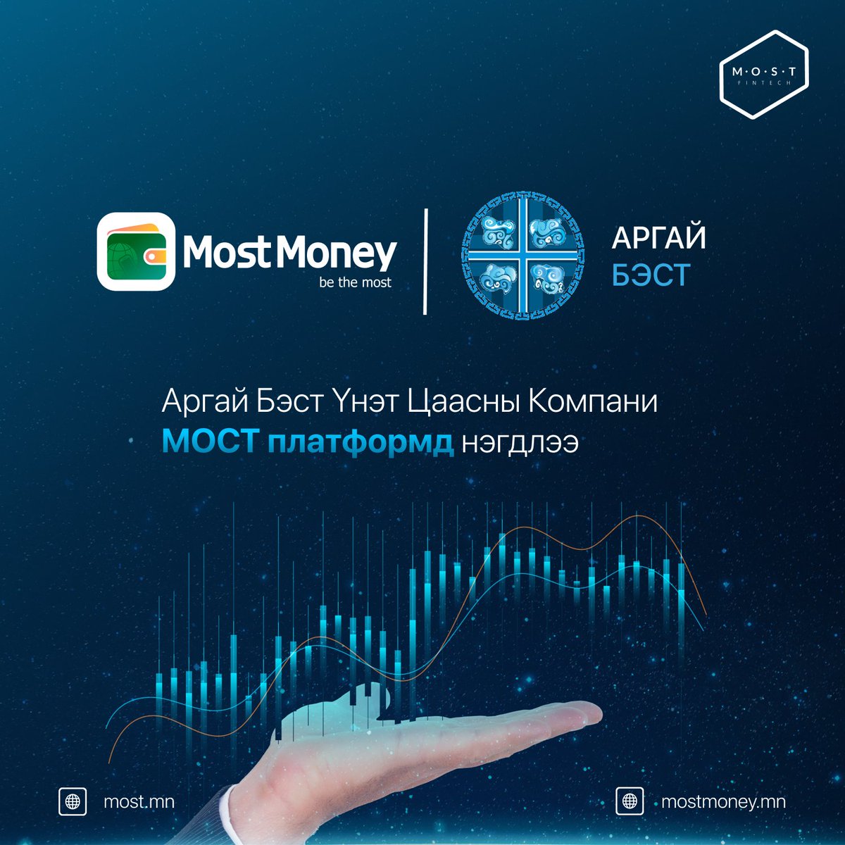 Аргай Бэст х Most Money 

Мост Мони апп дээр Аргай Бэст ҮЦК-аар дамжуулан хувьцааны арилжаанд оролцох боломжтой боллоо.

Апп татах: onelink.to/g89v77

#poweredbyMOST #MOSTFintech #MostMoney #BeTheMost