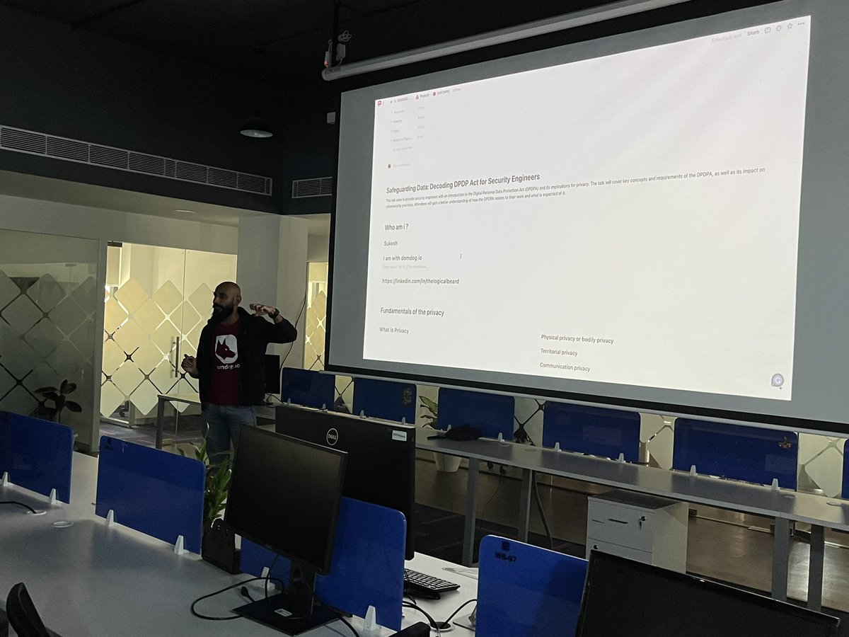 Our last talk of the year ending with Sukesh giving his session on DPDP Act and the aspects of privacy in information security.

#null0x00 #nulldelhi #infosec