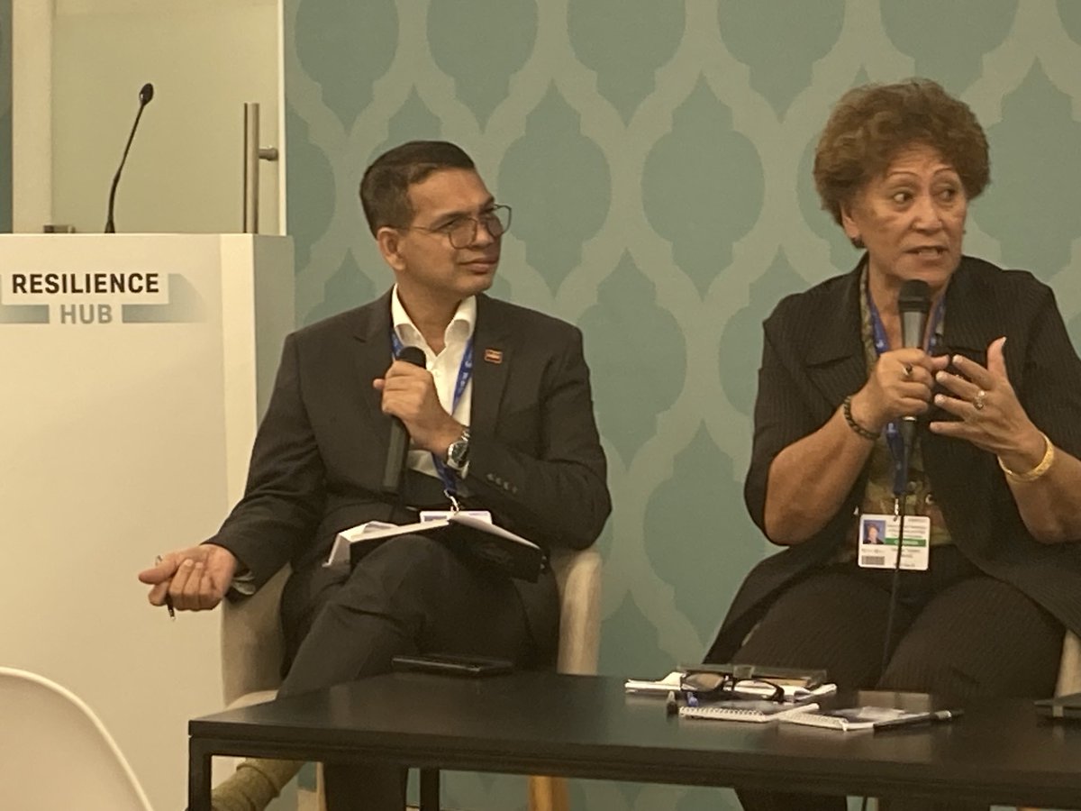SG from Samoa RCS advocates for #inclusion at the #locallevel on #climateaction and #disasterriskmanagement. In event at ⁦@ResilienceHub #COP28
