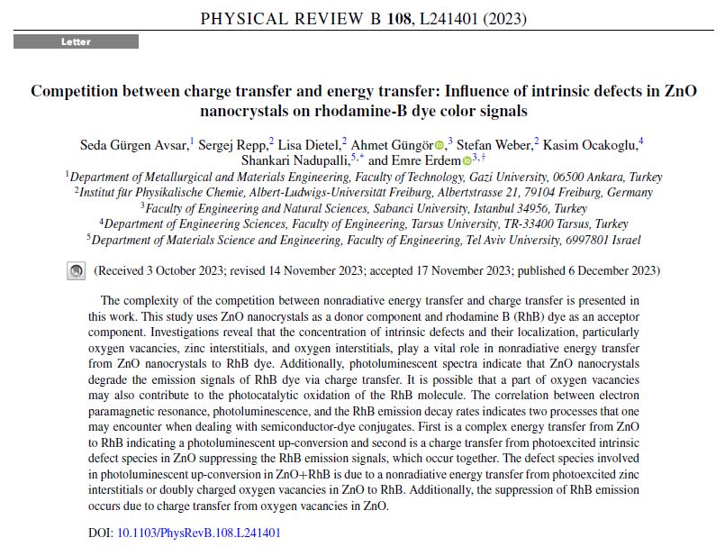 Our new study explores how point defects in ZnO crystals affect energy transfer to RhB dye. Some defects help transfer energy, but others dim RhB's glow. Understanding this dance sheds light on better tech! #spectroscopy #EnergyTransfer #nanomaterials