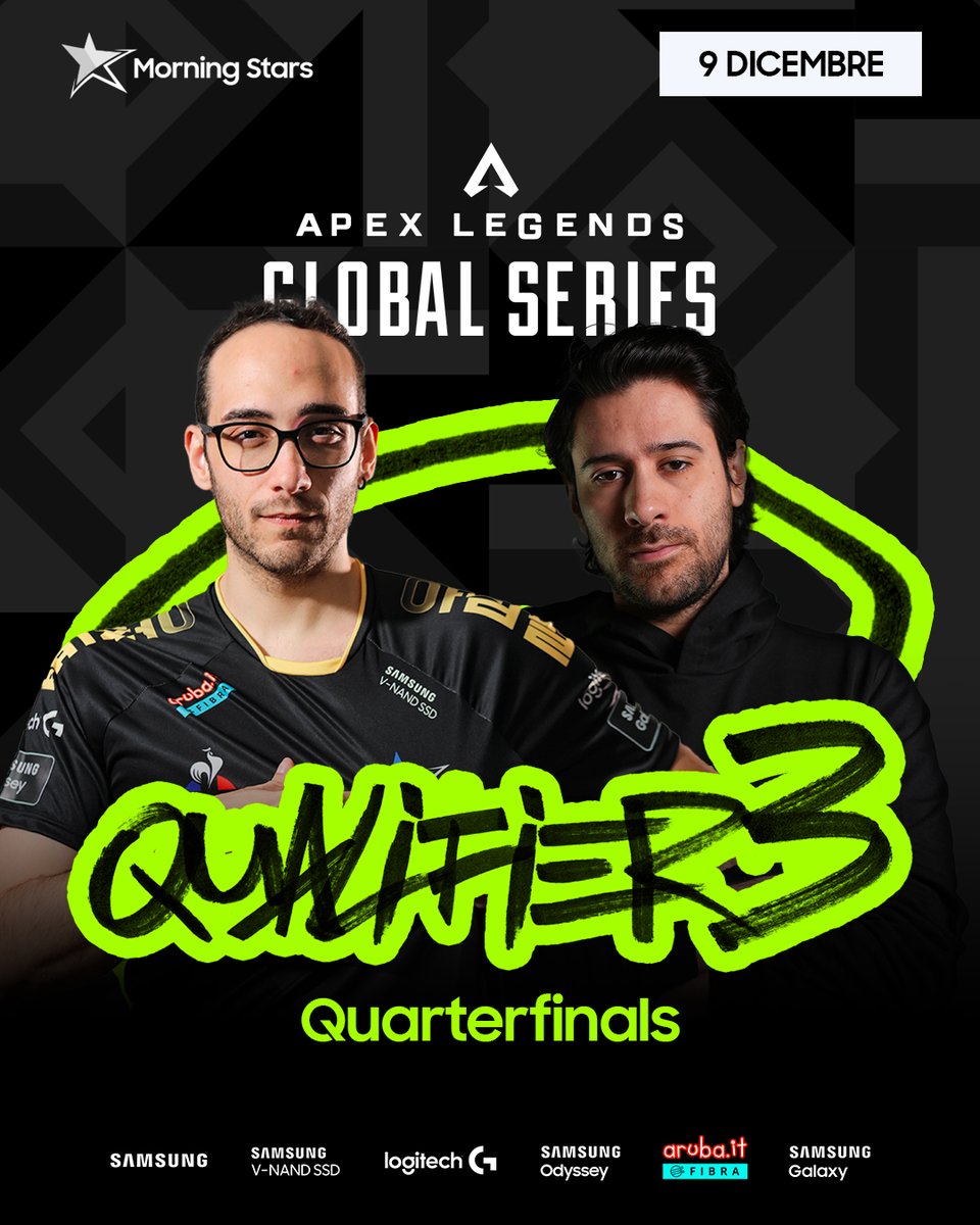 Morning Stars (@morningstarset) on Twitter photo NON C'È 2️⃣ SENZA 3️⃣
💪 Dopo una buona dose di sfortuna nel Qualifier 2, I nostri <a href="/NisaGG_/">Nisa</a> e <a href="/ShRPgg_/">ShRP</a> non mollano nulla!
⌚️ h. 13.00, Preseason Qualifier 3 #ALGS
📹 POV Nisa: twitch.tv/nisagg
#SMSWIN <a href="/PlayApex/">Apex Legends</a> <a href="/APEX_COMPS/">CompetitiveApex</a>
<a href="/SamsungItalia/">Samsung Italia</a> <a href="/Arubait/">Aruba S.p.A.</a> NON C'È 2️⃣ SENZA 3️⃣
💪 Dopo una buona dose di sfortuna nel Qualifier 2, I nostri <a href="/NisaGG_/">Nisa</a> e <a href="/ShRPgg_/">ShRP</a> non mollano nulla!
⌚️ h. 13.00, Preseason Qualifier 3 #ALGS
📹 POV Nisa: twitch.tv/nisagg
#SMSWIN <a href="/PlayApex/">Apex Legends</a> <a href="/APEX_COMPS/">CompetitiveApex</a>
<a href="/SamsungItalia/">Samsung Italia</a> <a href="/Arubait/">Aruba S.p.A.</a>