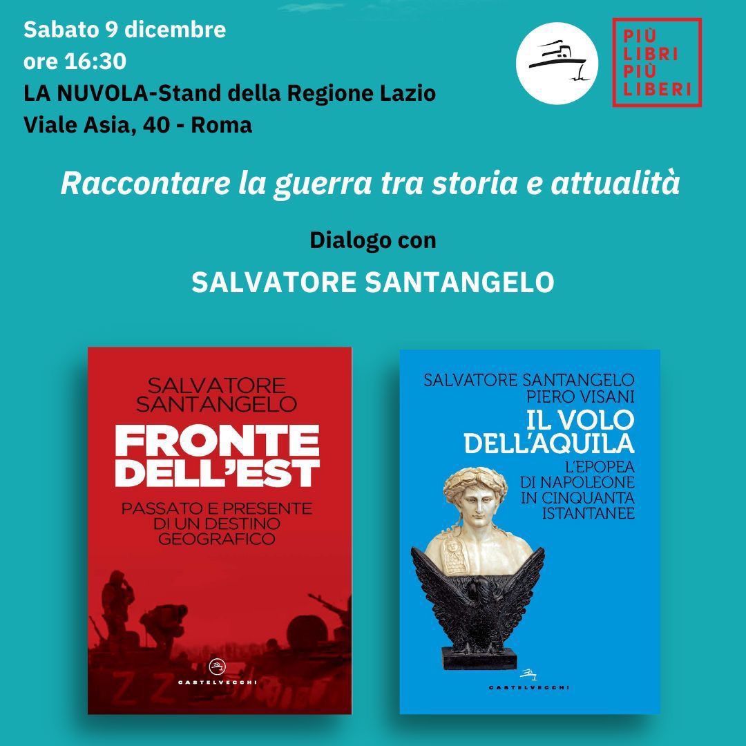 'Solo i morti hanno visto la fine della #guerra' (#Platone): per chi fosse a #Roma (e ne avesse voglia), ci vediamo nel pomeriggio a @piulibri23 presso lo stand della @RegioneLazio @Geopoliticainfo @CastelvecchiEd #FrontedellEst #IlVolodellAquila #Geopolitica #Piùlibripiùliberi