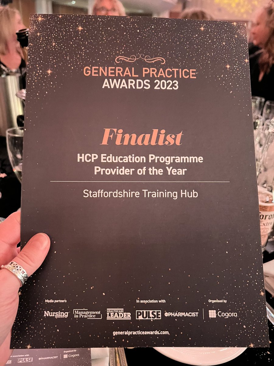 StaffsTH's tweet photo. Our amazing team had a fabulous time at the @gp_awards bagging the ‘HCP Education Programme Provider of the Year’ award. We are thrilled, &amp; feel so proud of all of our hard work through 2023!  @StaffsStokeICB @StaffsStokeICS @NHSEngland #healthcare #Educationawards #primarycare https://t.co/wz9uo9mILb