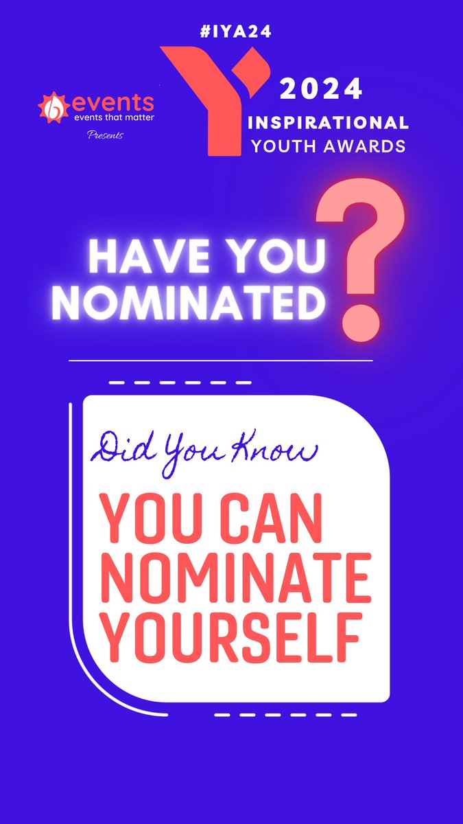 Inspirational Youth Awards recognises the great work being done by young individuals who are shaping the future across diverse sectors.

Get your nominations in now - Nominations will close on 04.02.24

Celebrating on 27.04.24 #IYA24