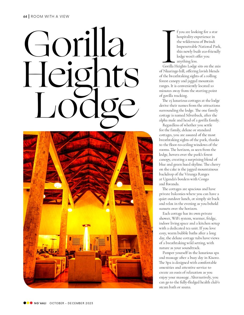 ngaalimag's tweet photo. @gorillaheights: If you’re looking for a star hospitality experience in the wilderness of Bwindi Impenetrable National Park, this newly built eco-friendly lodge wont offer you anything less

Tap 👉🏾https://t.co/JQovYYoqnd for more https://t.co/HAaBHjxYgd