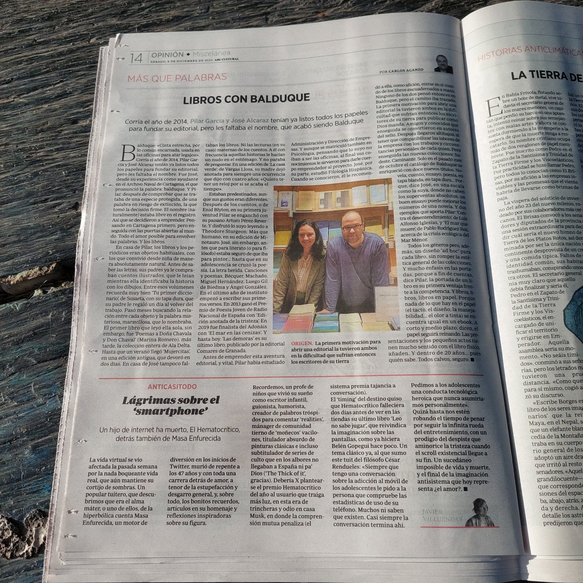 ed_balduque's tweet photo. Hoy salimos en ABC Cultural. El escritor y periodista Carlos Aganzo escribe un perfil nuestro cuando queda muy poco para que cumplamos 10 años. No podemos estar más contentos y agradecidos. https://t.co/1LCtAyCZAM