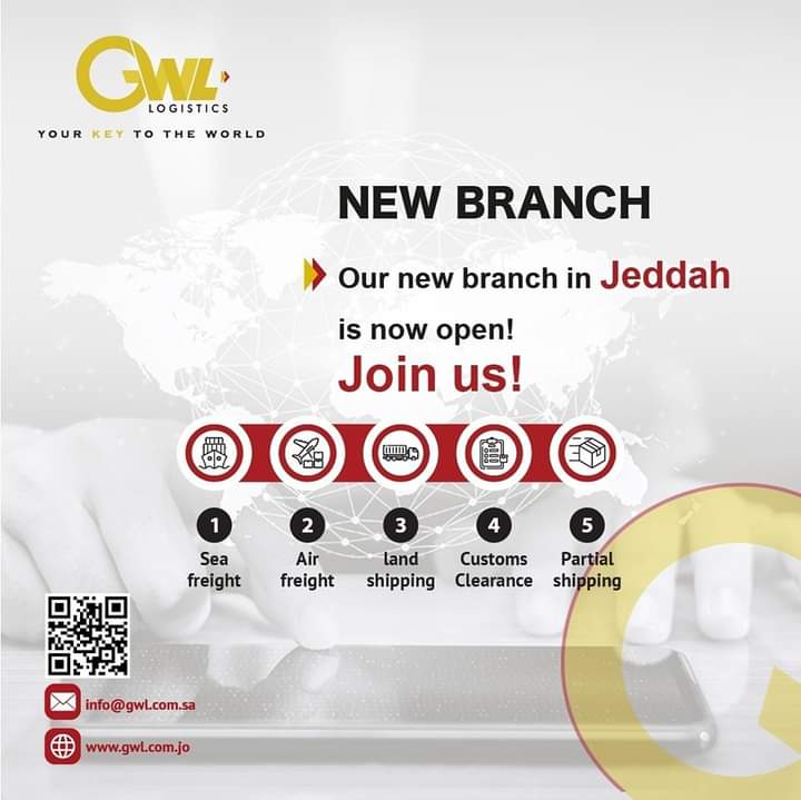 GWL_LOGISTICS's tweet photo. Our new branch in #Jeddah is officially open!

 #GWLJeddah #LogisticsHub #ShippingSolutions #JeddahBranch #LogisticsExcellence #SeaFreight #AirFreight #LandShipping #CustomsClearance #PartialShipping #GlobalLogistics #GWLExpansion https://t.co/yKqkSeKdvl