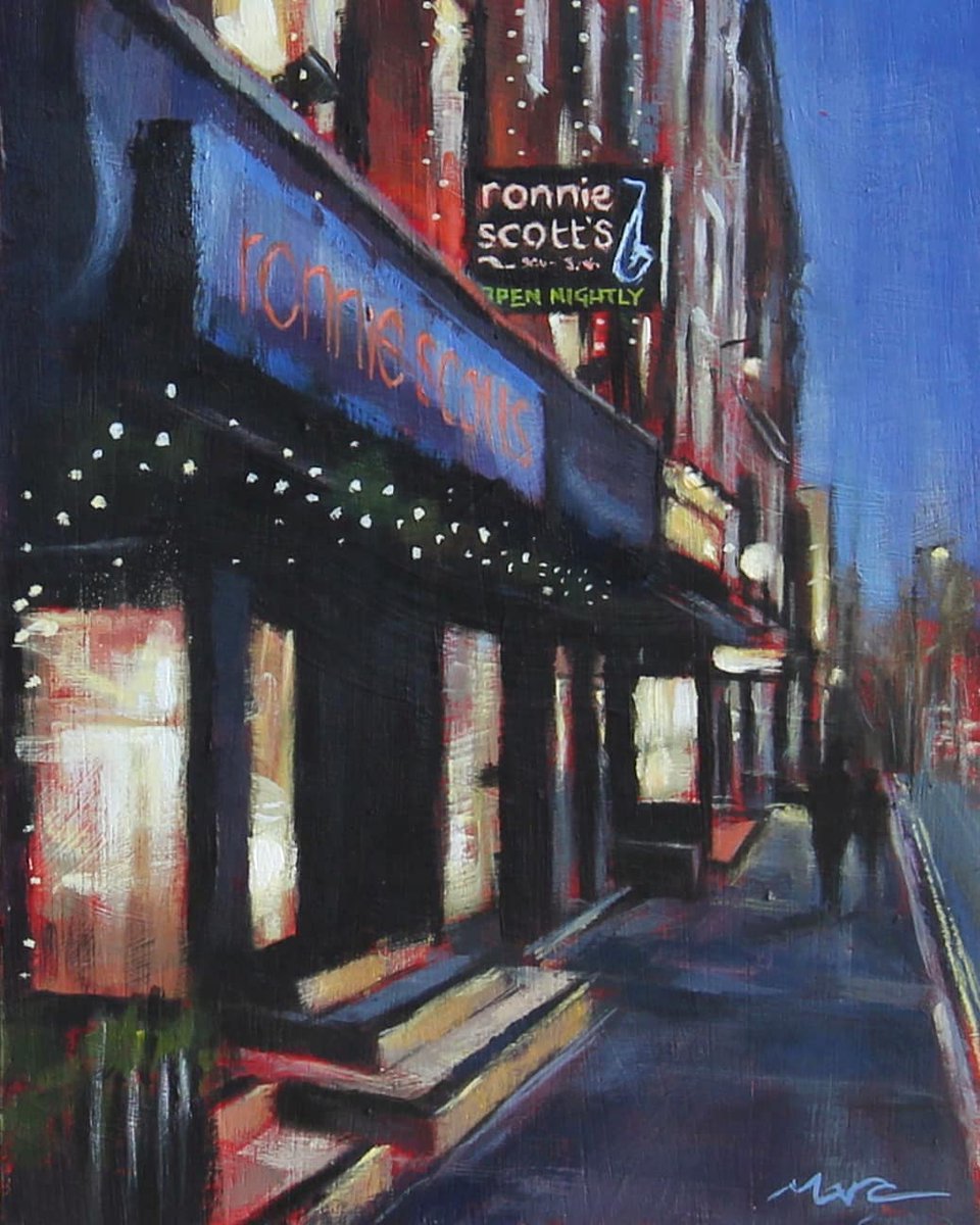 MGooderham's tweet photo. A little painting of Ronnie Scott's. 
Frith Street, Soho. https://t.co/VaY2Z63UjP