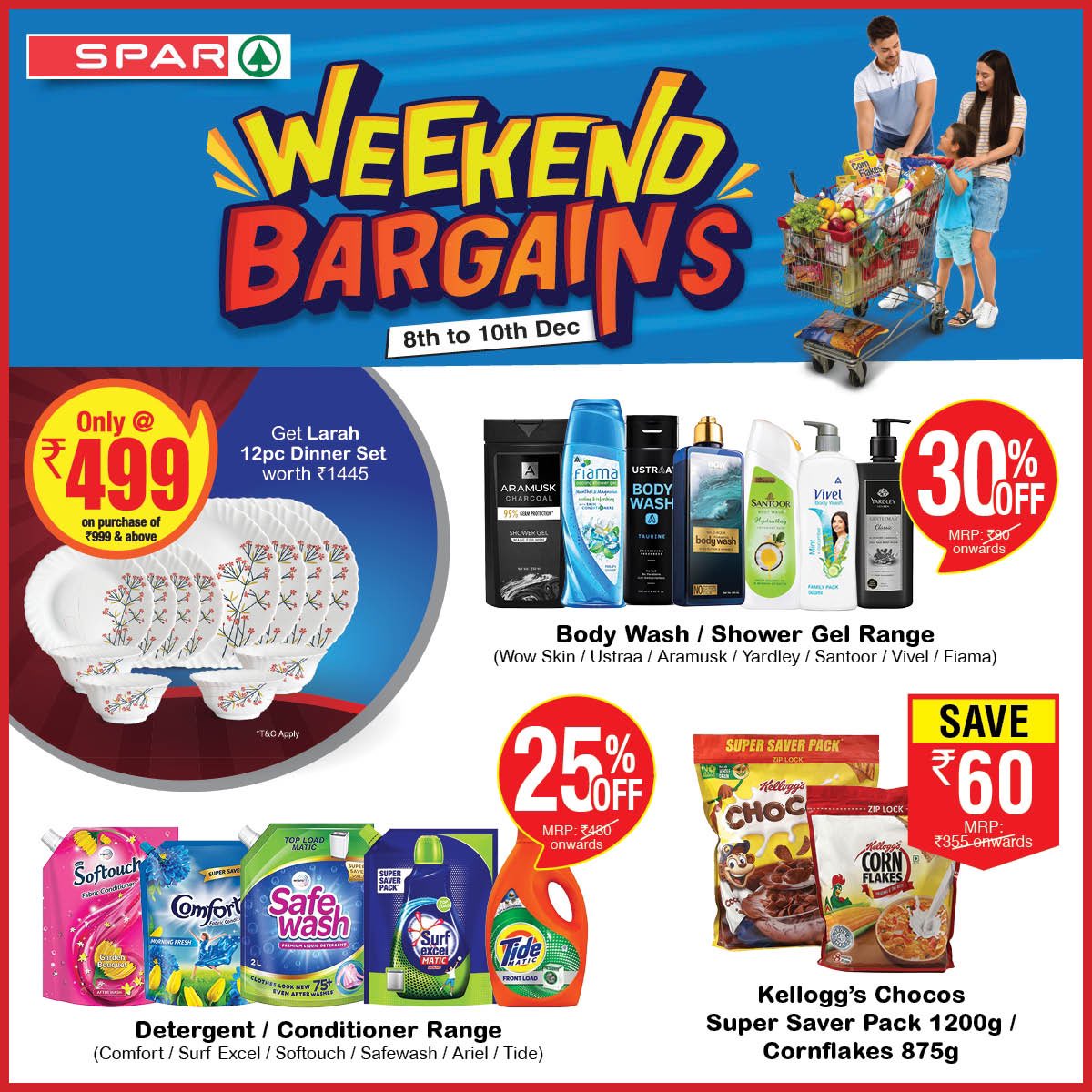 SparIndiaHyper's tweet photo. Like getting the best bargain? The you're in luck! Enjoy shopping at the SPAR Weekend Bargains from 8th to 10th December, and get some of the most amazing and exciting offers and deals. Hurry, stock your shopping carts now!
#SPARIndia #SPAR #SPARHypermarket #WeekendBargains https://t.co/4Q0Bedp9jQ
