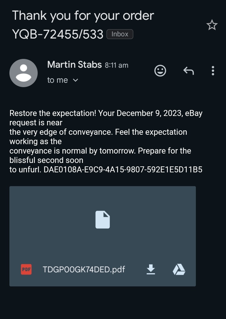 This is quite possibly the most ominous spam I have ever received.