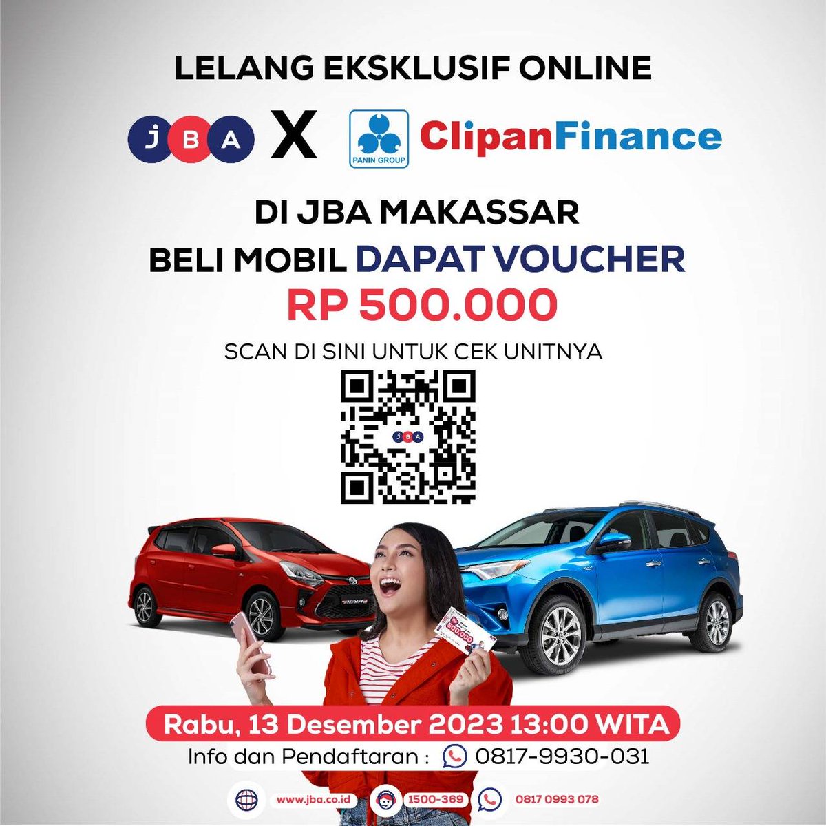jba_auction's tweet photo. Beli Mobil dapat Voucher Biaya Admin 500 ribu di JBA, Cuan gak tuh? Yuk, Gas poll jangan sampai dilewatkan. Promo ini berlaku khusus lelang mobil di JBA Makassar, Sobat JBA. 

Jangan sampai lewatkan.. Buruan daftar lelangnya ya! 

#promojba #lelangjba #jbaindonesia #lelangmobil https://t.co/S4fxheSf1q