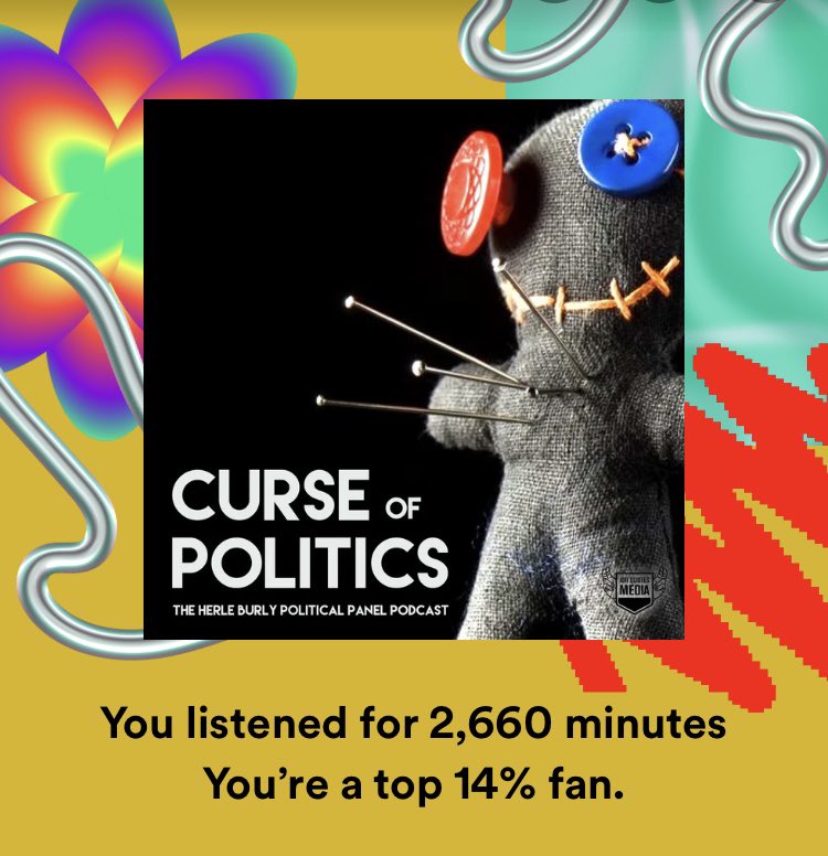 Hey @CurseOfPolitics, @Spotify revealed the time I spent listening to you 😀! My favourite 🇨🇦 pod.

Definitely your fan. All the way from Geneva🇨🇭! 

Best wishes for the holidays to @TheHerleBurly @_scottreid @JordanLeichnitz & #KoryTeneycke