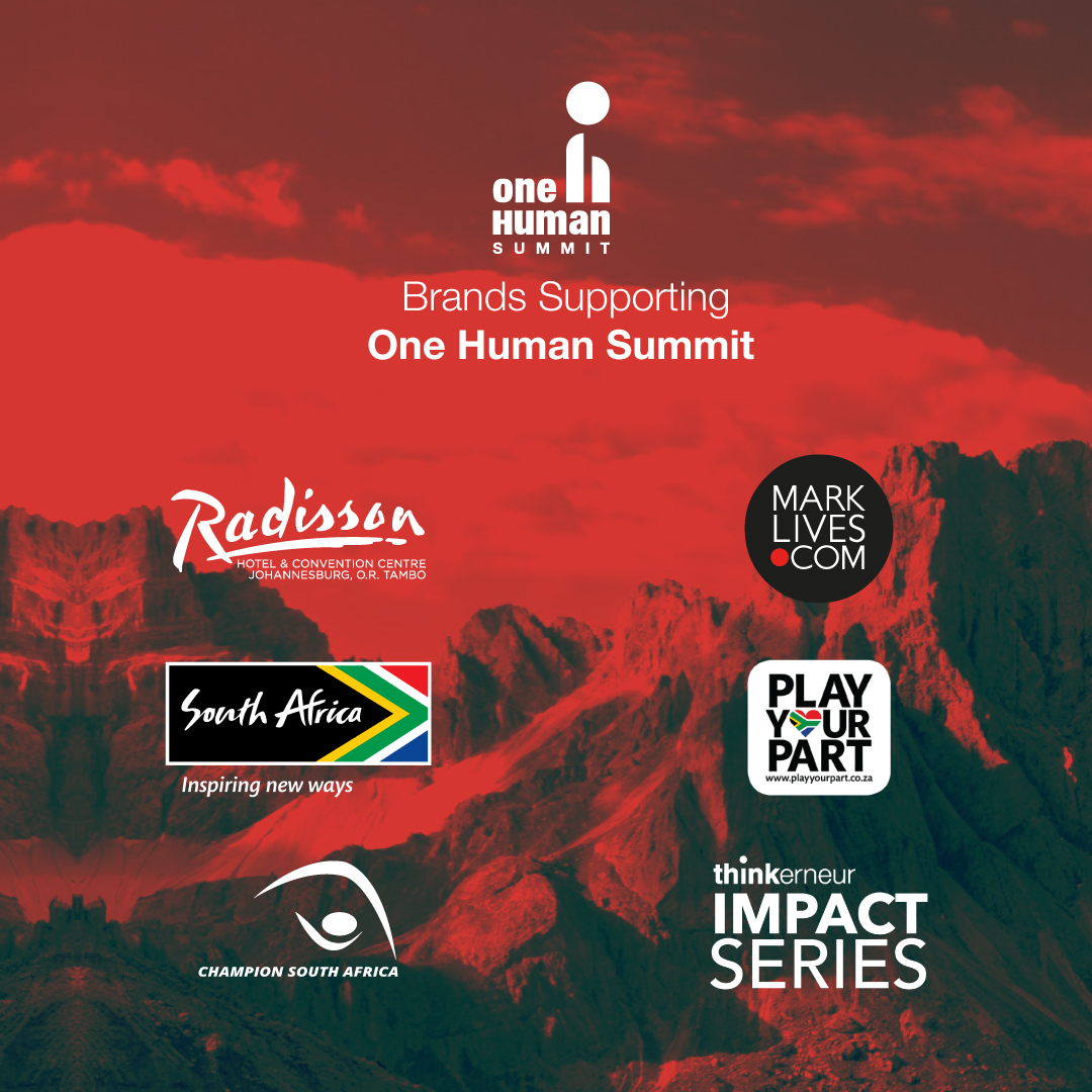 Brands that are supporting the #OneHumanSummit.
<a href="/Brand_SA/">@Brand_SA</a> 
<a href="/PlayYourPartSA/">Play Your Part</a> 
<a href="/MarkLives/">MarkLives.com</a> 
<a href="/ChampionSAfrica/">ChampionSouthAfrica</a> 
<a href="/Radisson/">Radisson</a> 

If you are a brand that would like to partner with us, email: human@onehumansummit.com or DM us. 

Visit our website for more details: onehumansummit.com