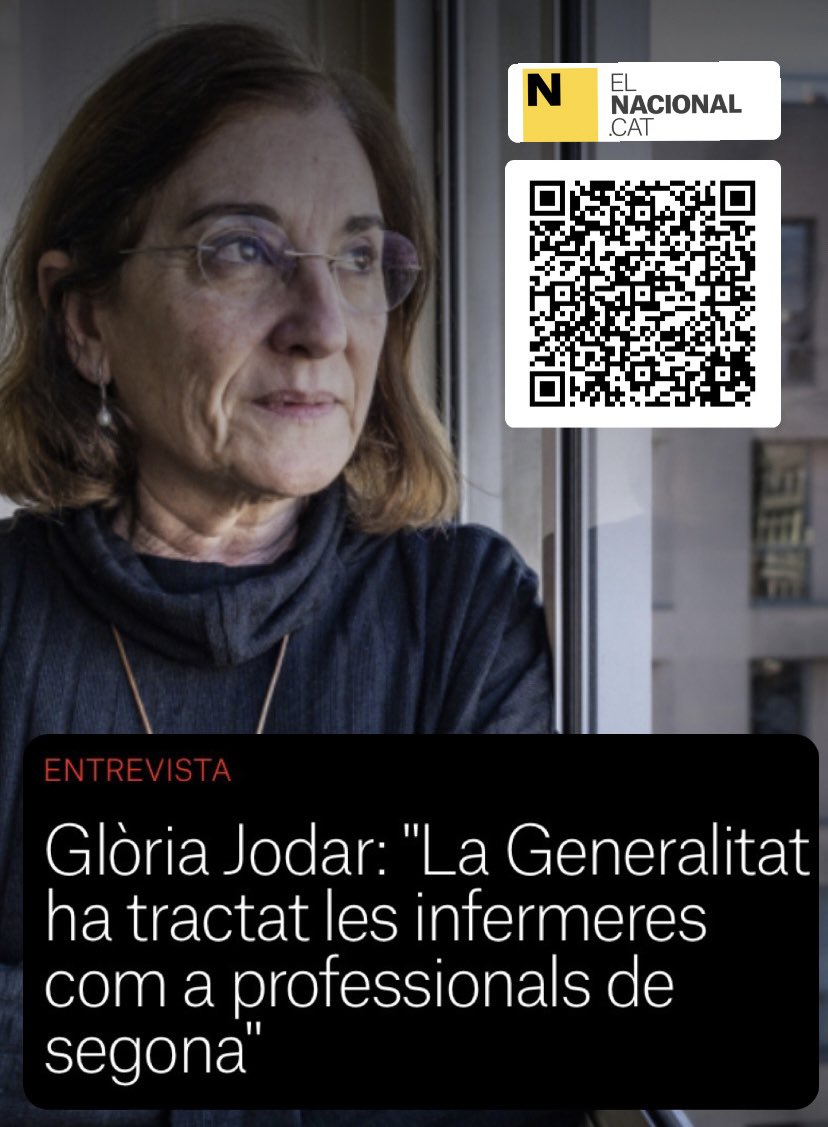 <a href="/GloriaJodar/">Glòria Jodar</a> “La professió d'infermera ha fet una transformació tan accelerada que el reconeixement que rep de les institucions no s'ajusta a la seva contribució a la cura de les persones”.

#InfermeresCCIIC
Llegiu l’entrevista a elnacional.cat/ca/societat/gl…