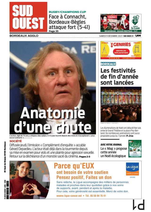 tristanwaleckx's tweet photo. Ce week-end, il fait la Une de la presse en France et à l’étranger : pour comprendre l’onde de choc provoquée par le #ComplementDenquete sur Gérard #Depardieu, le replay est ici 
👉 https://t.co/QToXEzEvoX https://t.co/g5y8e21FzV