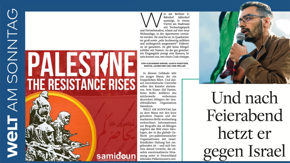 Der Deutschland-Chef der verbotenen Gruppierung #Samidoun nennt sich Zaid Abdulnasser und feiert den Terror der #Hamas. Tatsächlich heißt er nach <a href="/welt/">WELT</a>-Recherchen Zid Tamim und arbeitet in Berlin als Energiemanager. Sein Asylstatus beruht auf einem Irrtum shorturl.at/IOY19