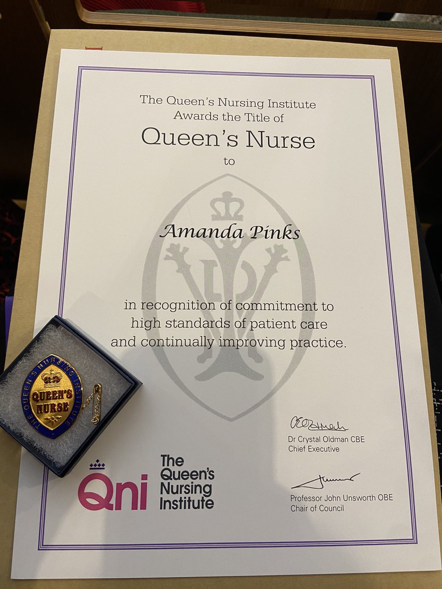 Lovely to celebrate with other Queens Nurses and receive my award @TheQNI @nhsswft #communitynursing