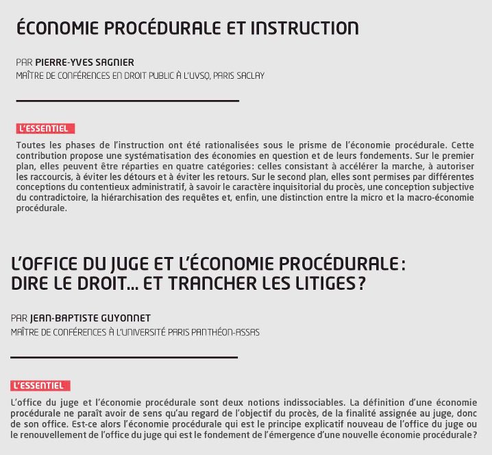 PY_Sagnier's tweet photo. « Économie procédurale et instruction » 

J’ai le plaisir de publier cet article pour un dossier initié et pensé par @DucharmeTheo et I. Michalis. 

Et aux côtés des excellents @CarolineLto, @leblog_da, @guyonnet_jean et, en conclusion, la pdt Pascale Fombeur.

Chez @AJDA_Dalloz https://t.co/7podmTgYqI