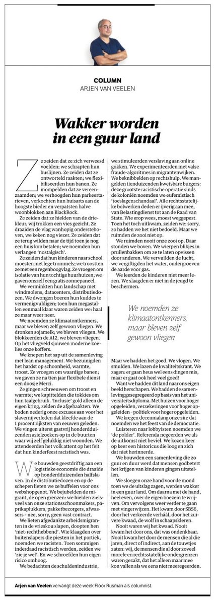hendrikotten3's tweet photo. Als links Nederland wil begrijpen waarom links bij de #TK2023 het kleinst werd sinds 1925, kan men zich alle kostbare studies en evaluaties van de verkiezingsuitslag besparen. Alle oorzaken worden vandaag al benoemd in deze opmerkelijke column van Arjen van Veeelen in @nrc https://t.co/fDflvGPY1b
