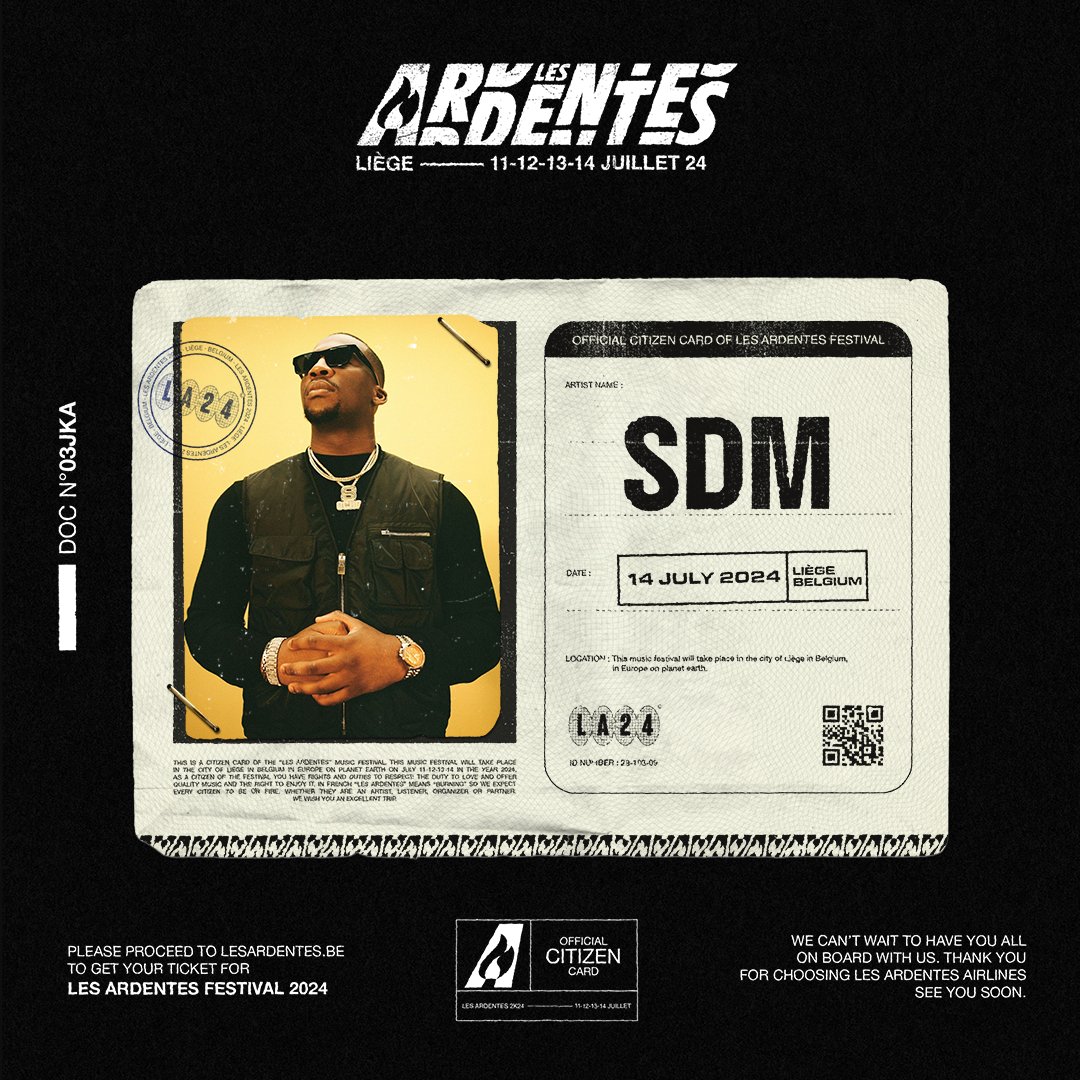 LESARDENTES's tweet photo. OOOOCHO 🎱 SDM rejoint le lineup des Ardentes et on sait déjà que le prince du 92 va plier ça ! 🫡 https://t.co/pAoct1v3dz