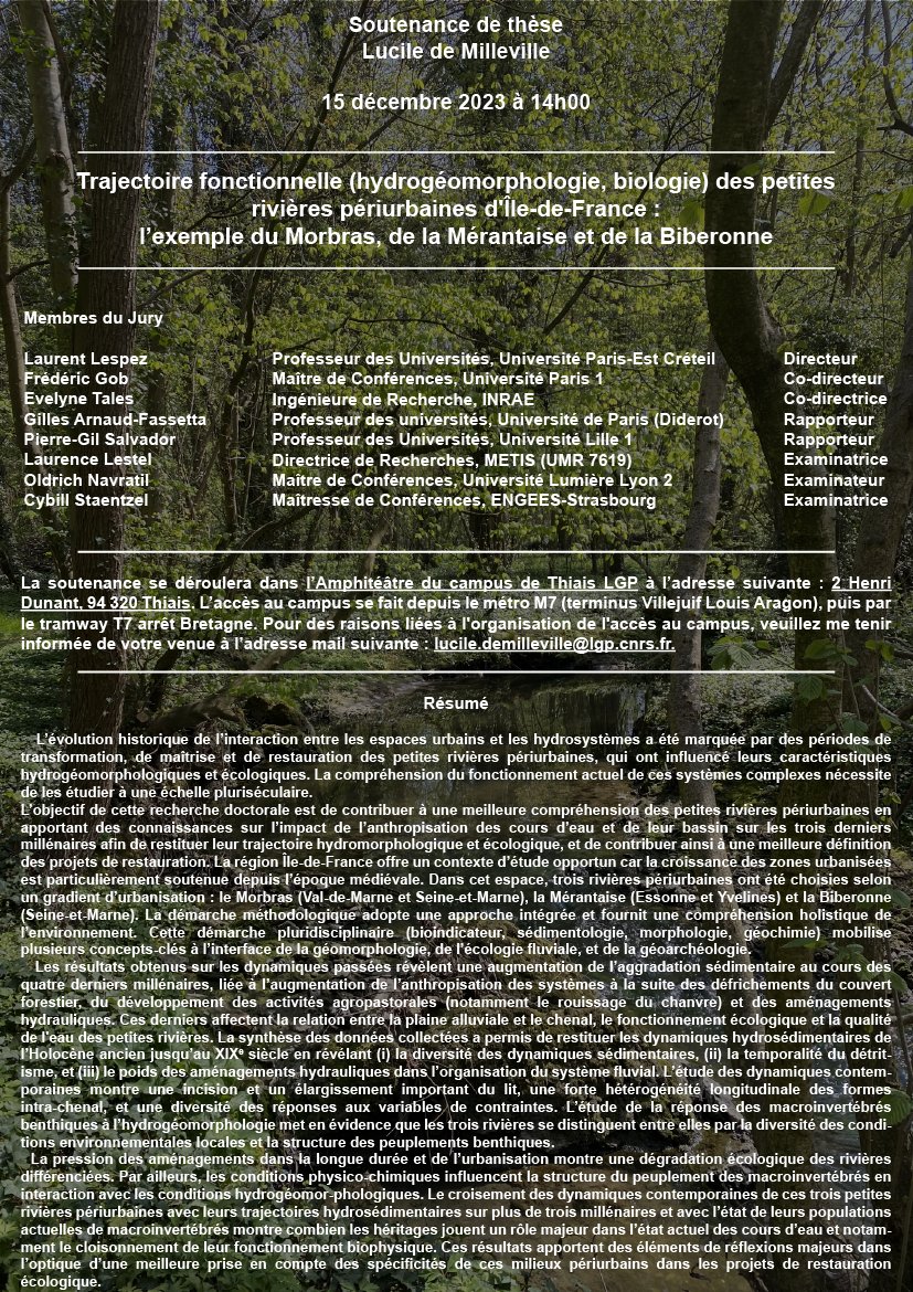 🎓 Soutenance de thèse

Lucile de Milleville soutiendra sa thèse le 15 décembre à 14h00, dans l'amphithéâtre du campus de Thiais LGP.