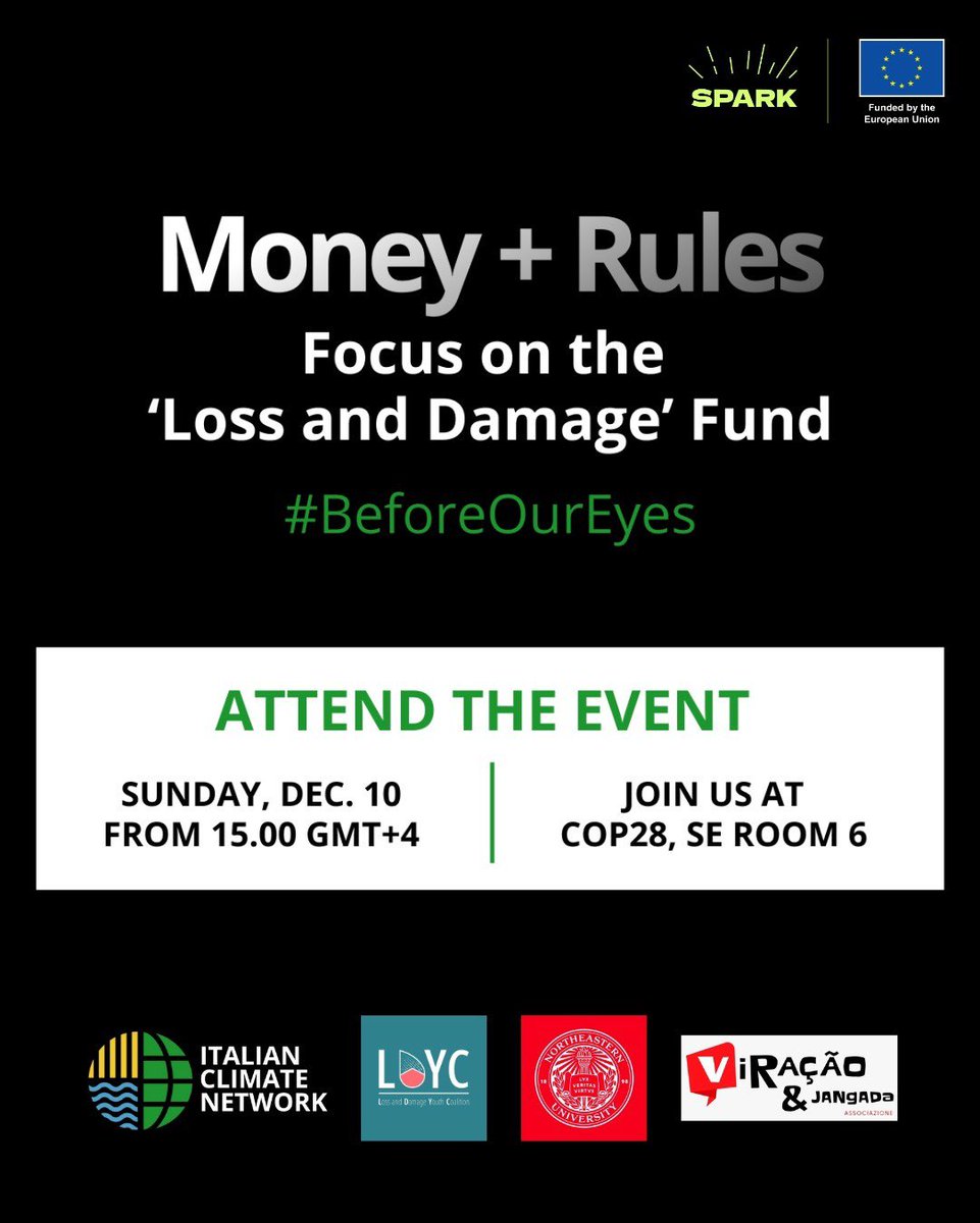 Event alert 🚨 Our PI Lisa Vanhala will be speaking on #LossAndDamage in SE Room 6 at #COP28 tomorrow! See below for more info 👇 #BeforeOurEyes #LossAndDamageFund