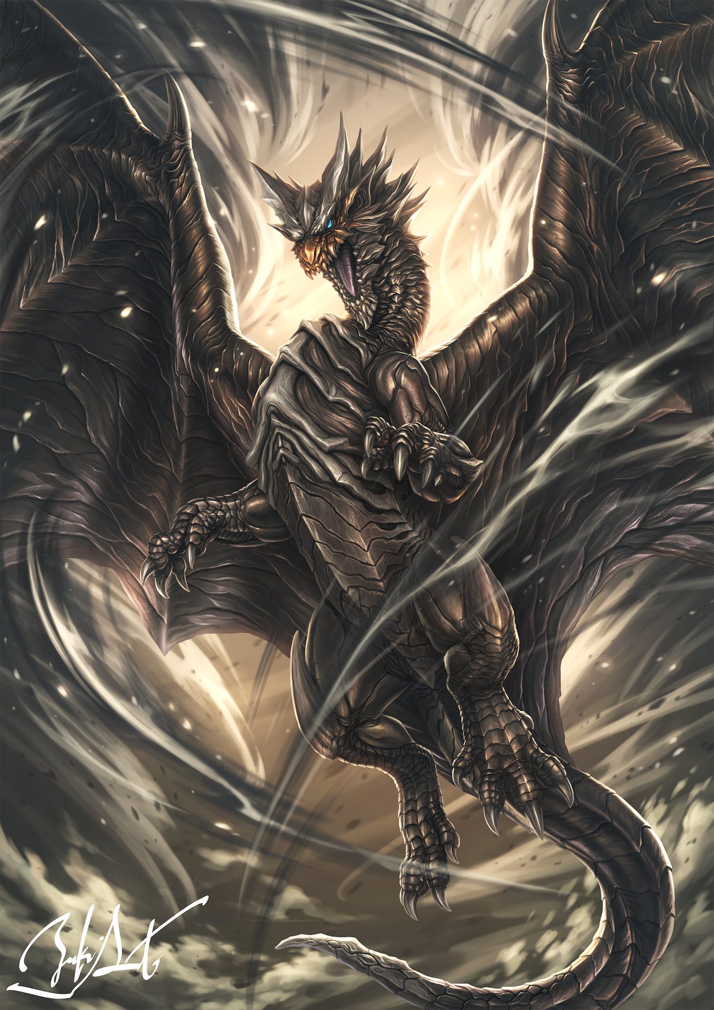 『黒龍』原画 水墨画 龍 2015年 3匹目 | yakudo-kan