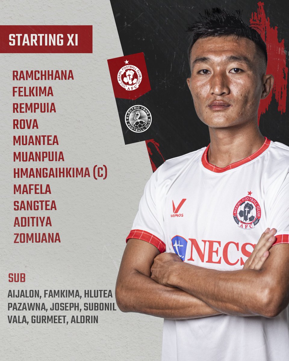 AizawlFC's tweet photo. Our Line-Up for today’s match against Electric Veng FC
#AizawlFC #ThePeoplesClub #mpl10 https://t.co/rqAp1WizDk