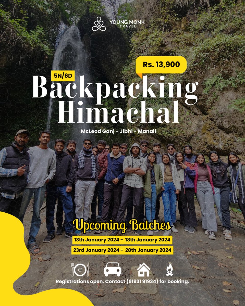 Join an epic backpacking adventure through the breathtaking landscapes of Himachal Pradesh! 🏞️ Let’s make unforgettable memories together! 🌟

Contact on +91 9193191934 for reservation.

#BackpackingHimachal #Manali #Jibhi #Dharamshala #HimachalPradesh #WinterTrip #Winter