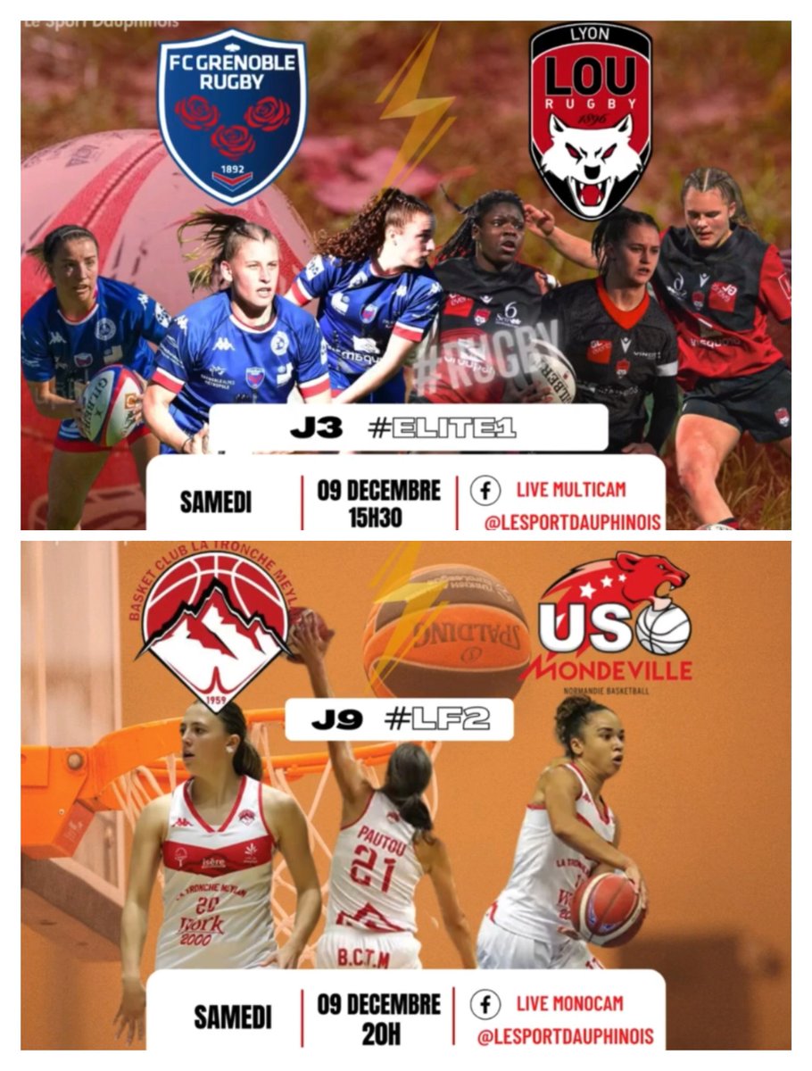 Le sport #feminin en force aujourd'hui 👍 sur #LSD 
Avec deux matchs en #live #video 
#rugby 15h30 #fcg 🆚 #lou 
#basketball 20h #bctm 🆚 #uso