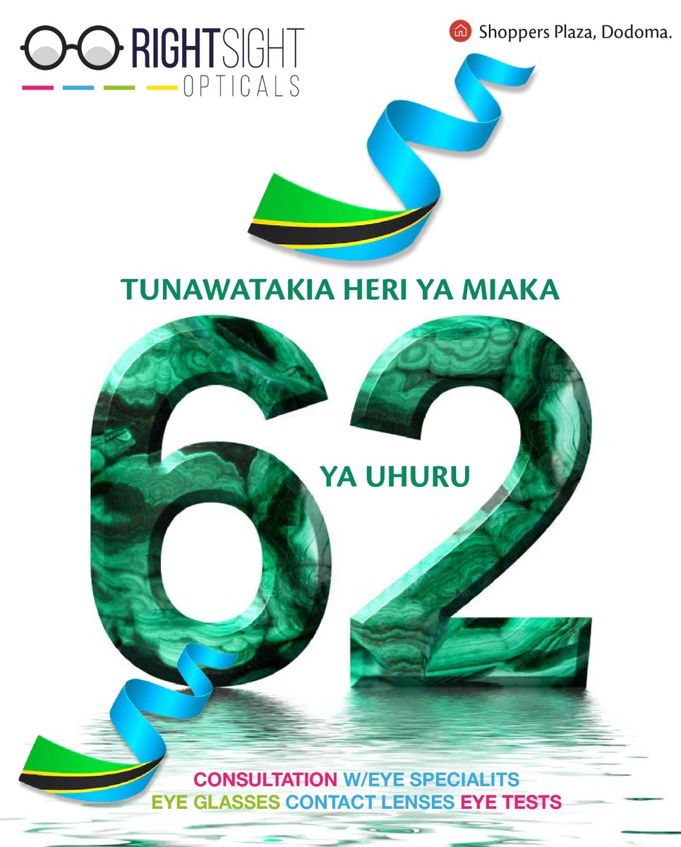 RSOptical_'s tweet photo. Happy Uhuru day from Right Sight Opticals! 🇹🇿

#tanzania #celebration #uhuruday #dodoma #happyindependanceday #rightsightopticals #eyewear #glasses #contactlenses #eyeexamination #consultation #62ndanniversary #eyes https://t.co/hXRKwC3iPr