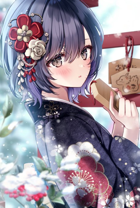 「hair ornament snowing」 illustration images(Popular)