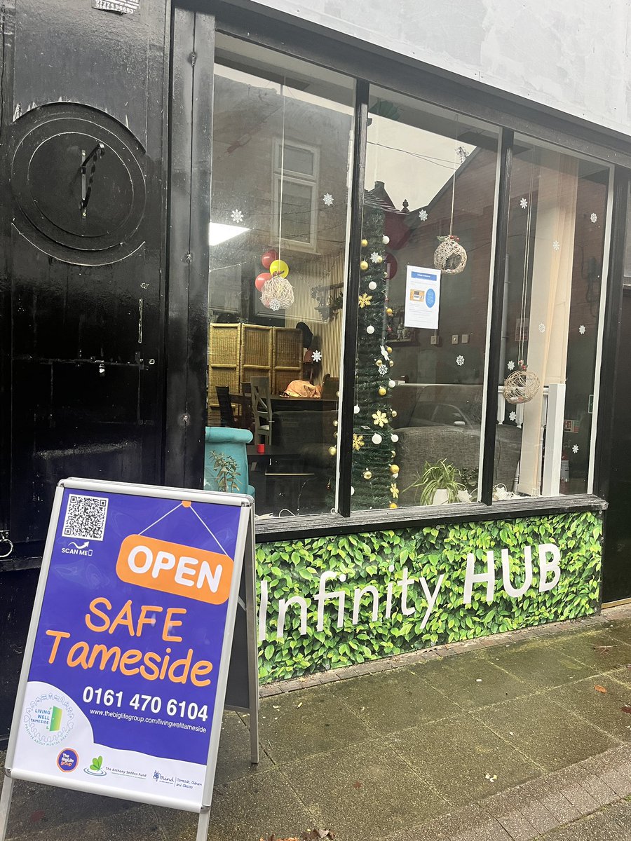Our SAFE provision is open now at Infinity Cafe &amp; Hub until 3pm today. 

If you are in need of mental health support, we are here for you! No appointment necessary but if you would prefer to ring and secure a dedicated timeslot please call 01613396137 

#mentalhealth #wellbeing