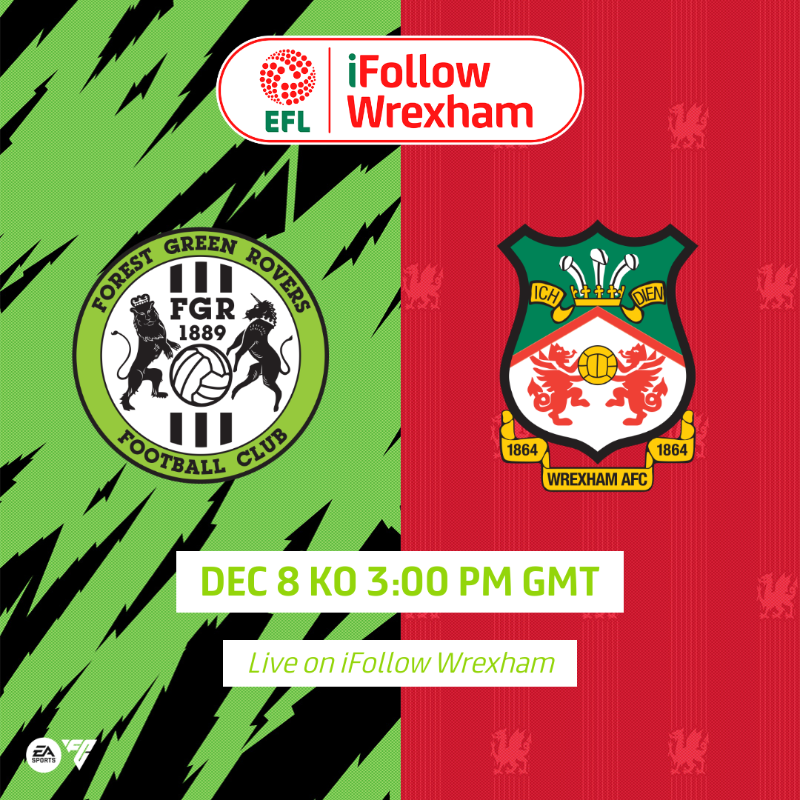 Wrexham_AFC's tweet photo. WATCH LIVE | Forest Green Rovers vs Wrexham AFC

📺 Overseas supporters can purchase their live-stream match pass now

🎙️ UK fans can follow along with the 'audio commentary only' option

🔴⚪ #WxmAFC