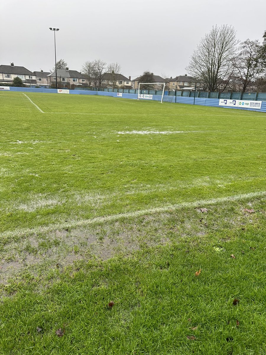keighleytownfc_'s tweet photo. Our match today at home against @pcfc1906 has been postponed due to a waterlogged Pitch. https://t.co/d3GJfB8VhT
