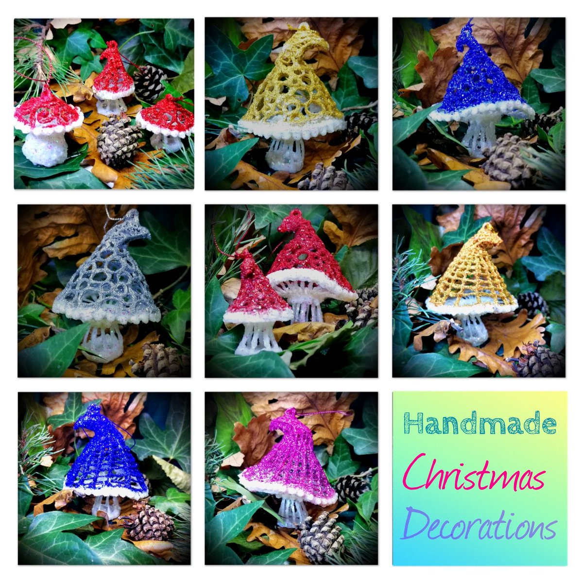 🎄Handmade Toadstool Christmas decorations. 🍄 #ukgifthour #handmadehour #folksy #folksyshop #toadstool #christmasdecorations #handmade #giftideas #homedecor #peartreeart  folksy.com/items/7615686-…