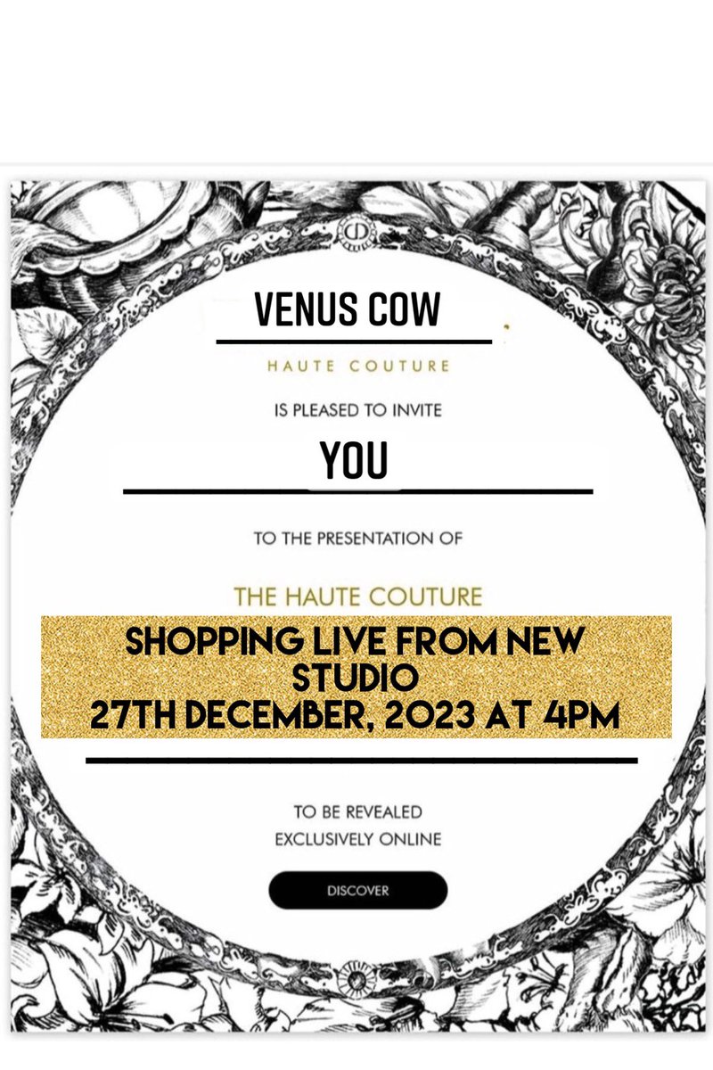 Venuscow's tweet photo. #savethedate Shirley @Stylishchick invites you all for a first look inside the new studio, bargains galore and load of new things no one has seen before #designersale #shoppingevent #shoppinglive #preloveddesigner https://t.co/uI40qhtk0d