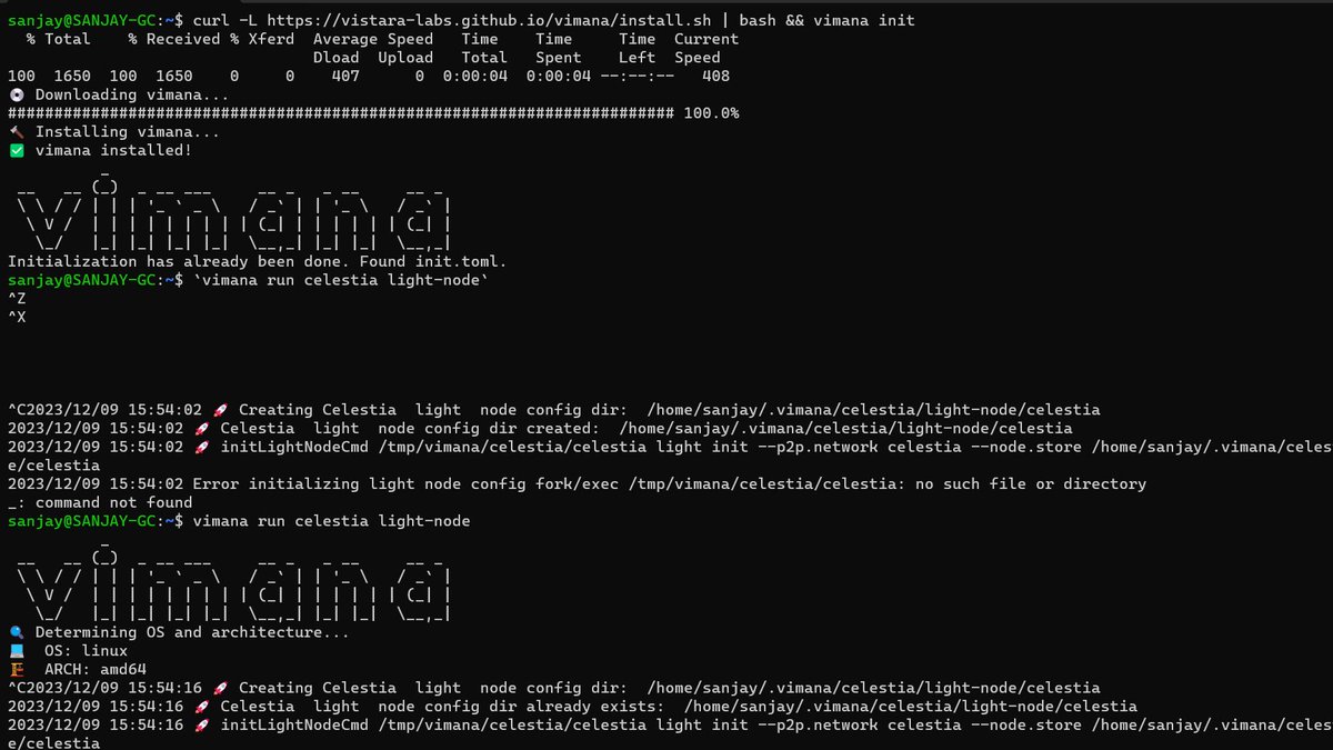 SanjayGC17's tweet photo. Completed the task by @vistaralabs. Installed vimana and ran a light-node.
@Girlscript1 
#Web3Camp
#GirlScriptFoundation https://t.co/VFqdnCmpDs