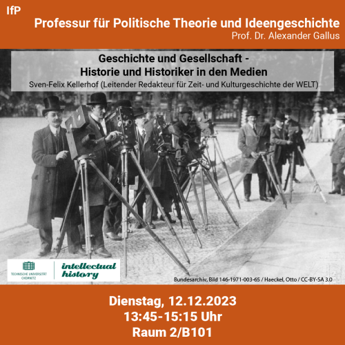 Sven Felix Kellerhoff (WELT) referiert am 12.12. 13:45 Uhr zu: Geschichte und Gesellschaft - Historie und Historiker in den Medien. Wir freuen uns!