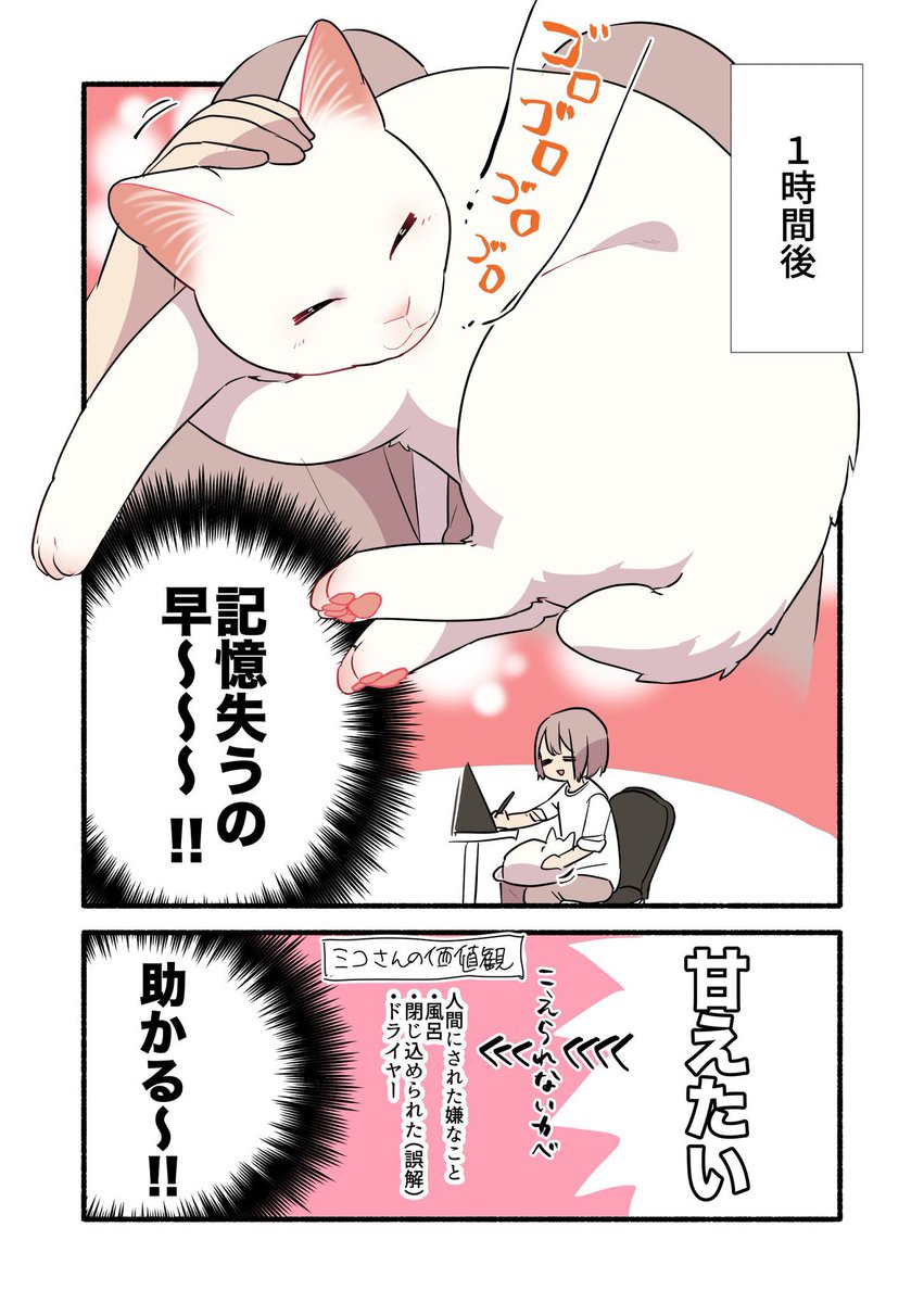 黒猫になった白猫を洗う話
(3/3)
 #漫画が読めるハッシュタグ
 #愛されたがりの白猫ミコさん 