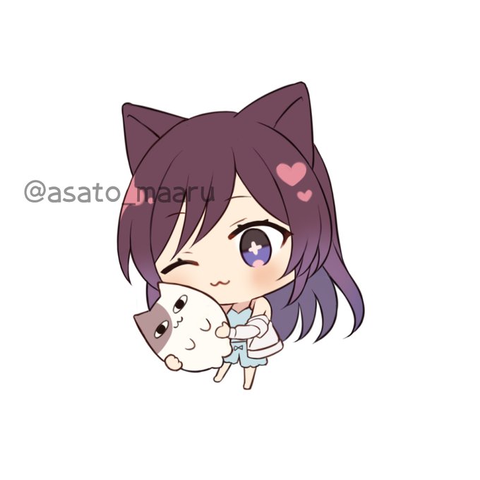 (3/3) 新刊セットの主人公&だっこが嫌すぎで目が死んでる猫ちゃんアクスタ見本🐱